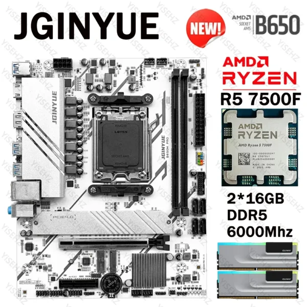 B650M PRO Ryzen 5 7500F AM5 Motherboard Combo | 2×16GB DDR5 6000MHz RAM | PCIe 4.0 | M.2 NVMe | HDMI - Image 2