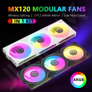 JUMPEAK MX120 ARGB Modular 360mm PC Cooling Fan Kit – 3-in-1 Wireless Splicing | Infinite Mirror Effect | 5V 3PIN Sync | White & Black Options