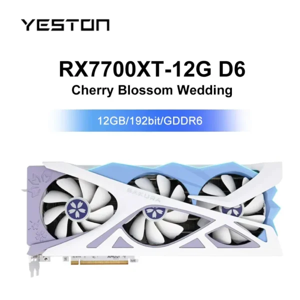 New Yeston RX 7700XT 12G D6 / RX 7800XT 16G D6 Graphic Card Gaming GPU – Cherry Blossom Edition - Image 2