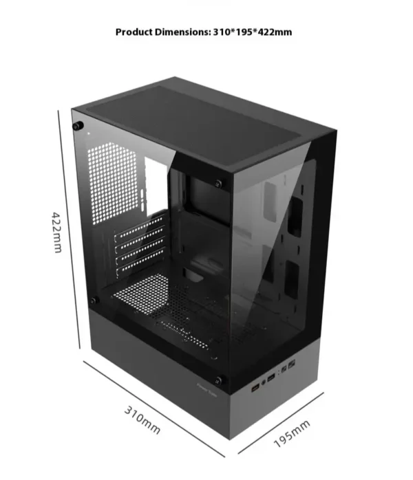 PowerTrain Illusionary Realm M-ATX/ITX Seaview Gaming Case with 240mm Water Cooler Support - Image 5