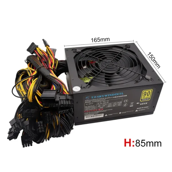 T.F.SKYWINDINTL 2000W ATX Power Supply | 8-GPU Support, Active PFC, 95% Efficiency | Crypto Mining PSU for BTC/ETH Mining Rigs (220V) - Image 4