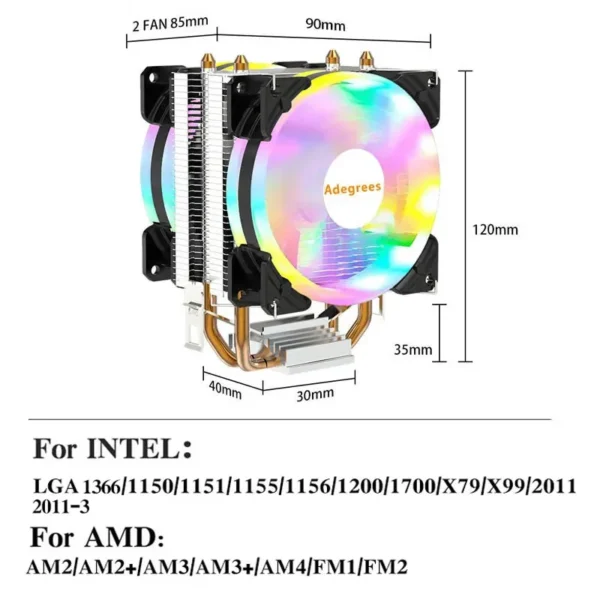 Jonsbo HP400S CPU Cooler 4 Heatpipes - Down Pressure Air Cooler 90mm PWM Fan (New) - Image 2