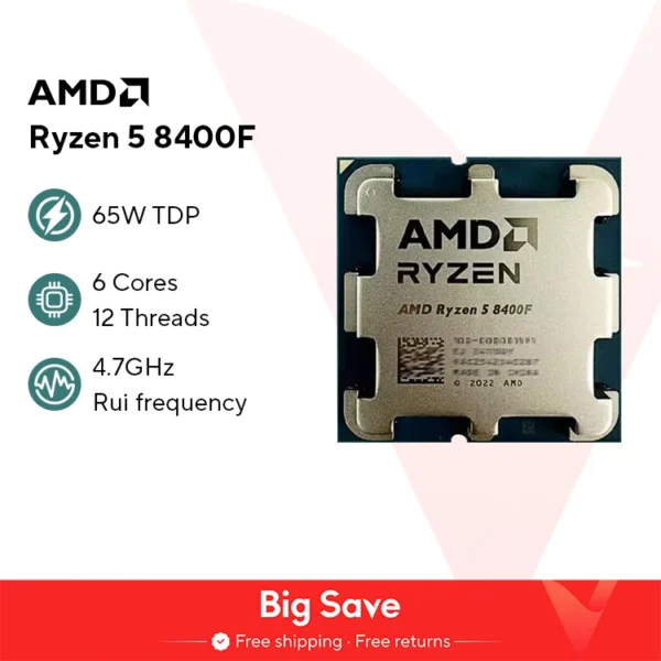 AMD Ryzen 5 8400F 6-Core 12-Thread 4.2GHz CPU AM5 Socket - Image 2