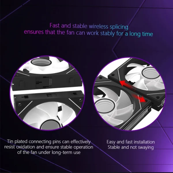 JUMPEAK MX120 ARGB Modular 360mm PC Cooling Fan Kit – 3-in-1 Wireless Splicing | Infinite Mirror Effect | 5V 3PIN Sync | White & Black Options - Image 4