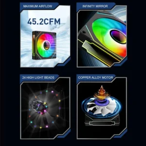 New UPSIREN UF-1 PRISM 4 PRO ARGB 120mm PWM Quiet Cooling Fan – High Air Volume 45.2CFM, 600–1500RPM (Various Colors)
