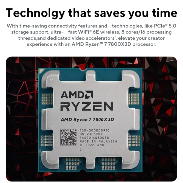 AMD Ryzen 7 7800X3D – 8-Core 16-Thread CPU 5.0GHz Boost, 96MB Cache, AM5 Socket – Gaming Processor (Tray)