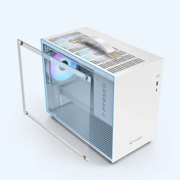 PowerTrain X-GAMER X100 M-ATX Mini PC Case with USB 3.0/Type-C Support – High-Performance ITX Chassis for Desktop Gaming Builds
