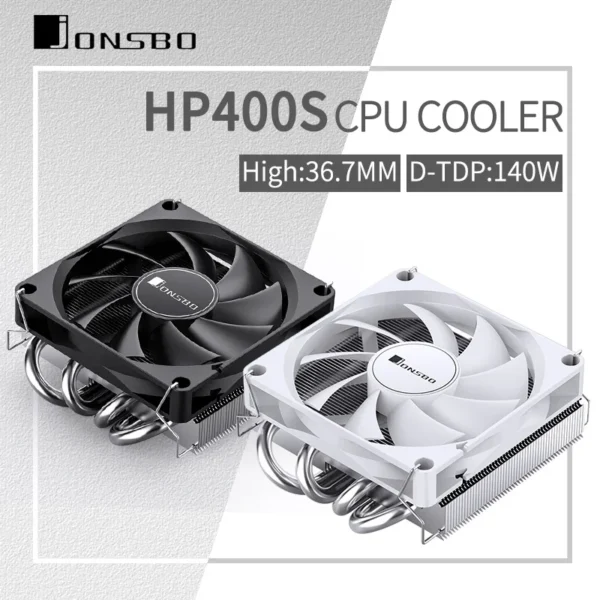 Jonsbo HP400S CPU Cooler (New) – 4 Heatpipes, 90mm PWM Fan, LGA115x/1200/1700, AM4/AM5, ITX Compatible