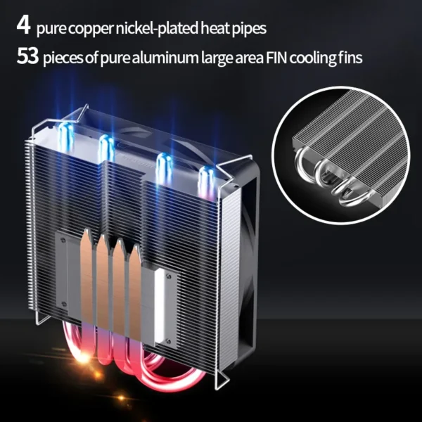 Jonsbo HP400S CPU Cooler (New) – 4 Heatpipes, 90mm PWM Fan, LGA115x/1200/1700, AM4/AM5, ITX Compatible - Image 2