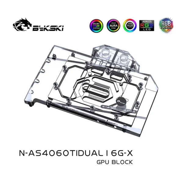 Bykski N-AS4060TIDUAL16G-X GPU Water Block – Full Cover Copper Radiator with ARGB for ASUS Dual RTX 4060 Ti OC 16GB - Image 2