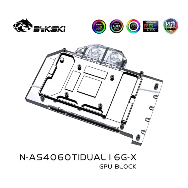 Bykski N-AS4060TIDUAL16G-X GPU Water Block – Full Cover Copper Radiator with ARGB for ASUS Dual RTX 4060 Ti OC 16GB
