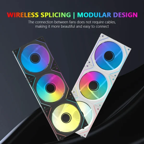 JUMPEAK MX120 ARGB Modular 360mm PC Cooling Fan Kit – 3-in-1 Wireless Splicing | Infinite Mirror Effect | 5V 3PIN Sync | White & Black Options - Image 3