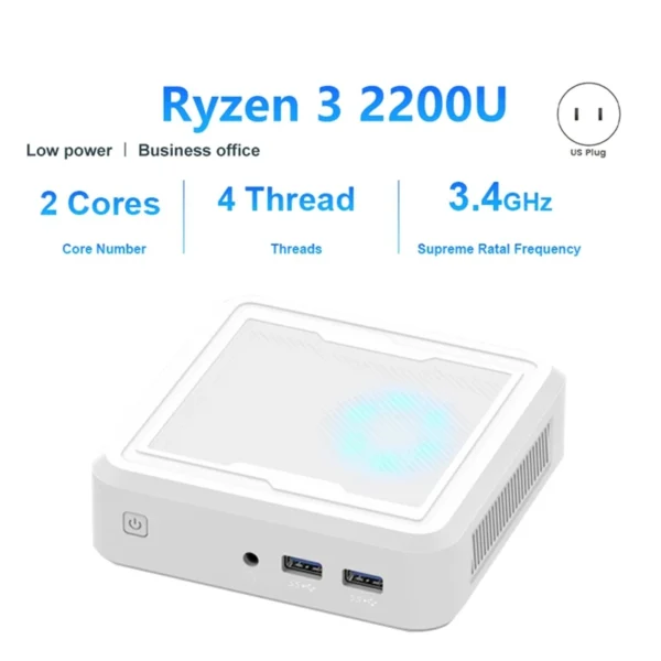 AU61 Ryzen 3 Mini PC – DDR4, NVMe, Dual 4K Support, WiFi 5, Vega 10 Graphics