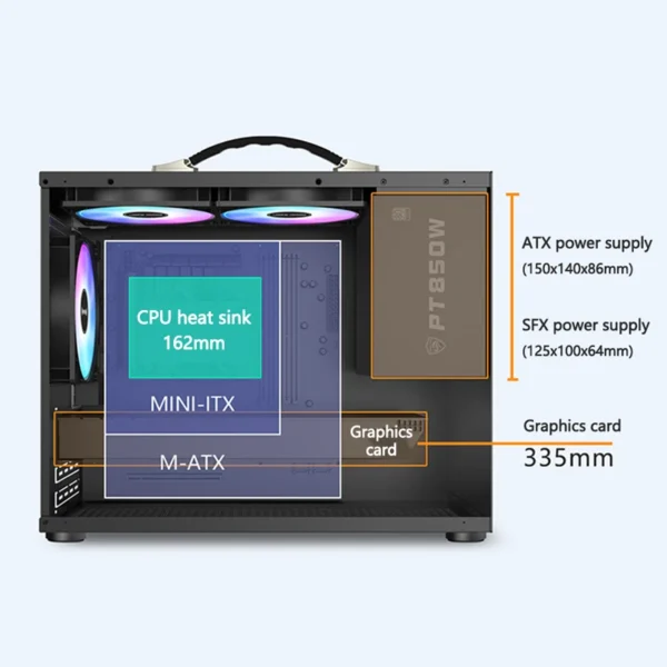 PowerTrain X-GAMER X100 M-ATX Mini PC Case with USB 3.0/Type-C Support – High-Performance ITX Chassis for Desktop Gaming Builds - Image 4