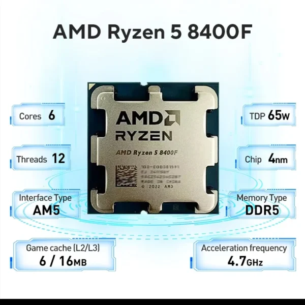 AMD Ryzen 5 8400F 6-Core 12-Thread 4.2GHz CPU AM5 Socket - Image 3